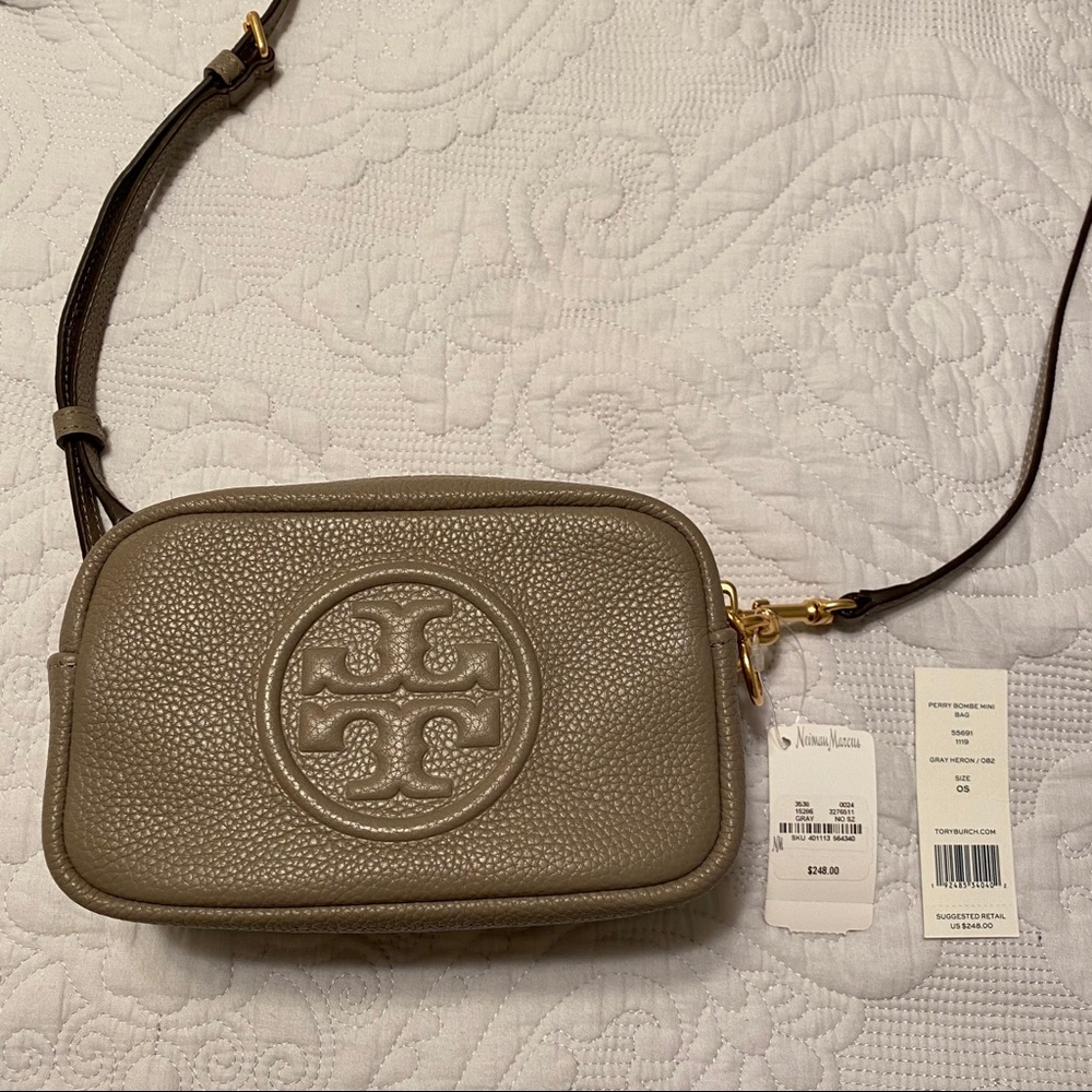 Tory Burch Perry Bombe Mini Crossbody - Gray Heron
